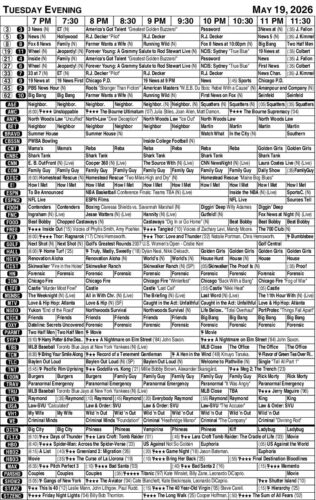 TUESDAY EVENING TV LISTINGS